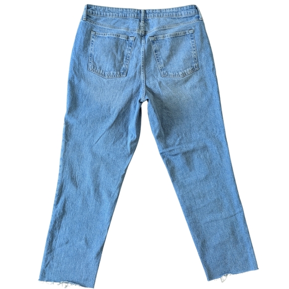 Free Assembly Patchwork Super High Rise Straight Blue Jeans sz 16 Organic Cotton - Picture 2 of 8